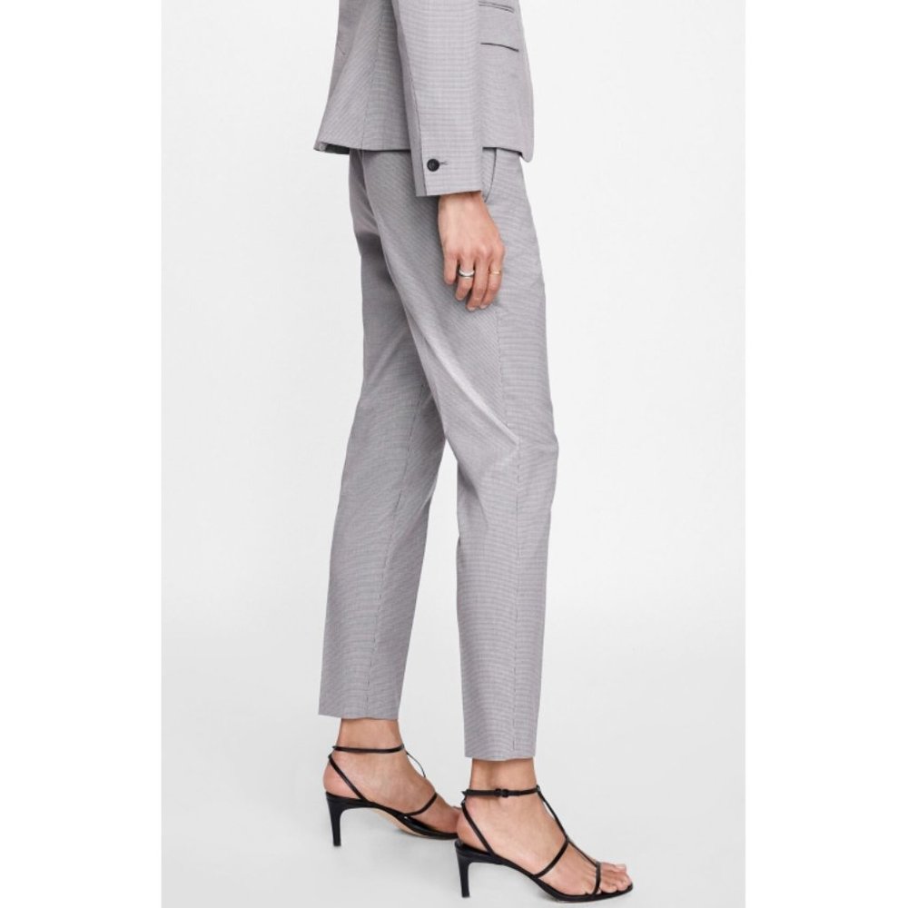Zara Trousers Check Pattern Plaid Skinny Slim Checkered Tartan Work Slacks Pants
